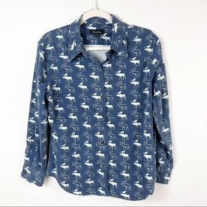 TRUE GRIT Woman’s Moose Blue Button Down Top Size M